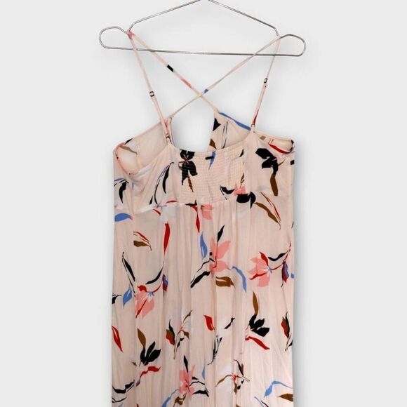 Oneil Womens Maxi Sz Large Peach Crepe Layered Strappy Peach Floral Cottagecore - Picture 10 of 16